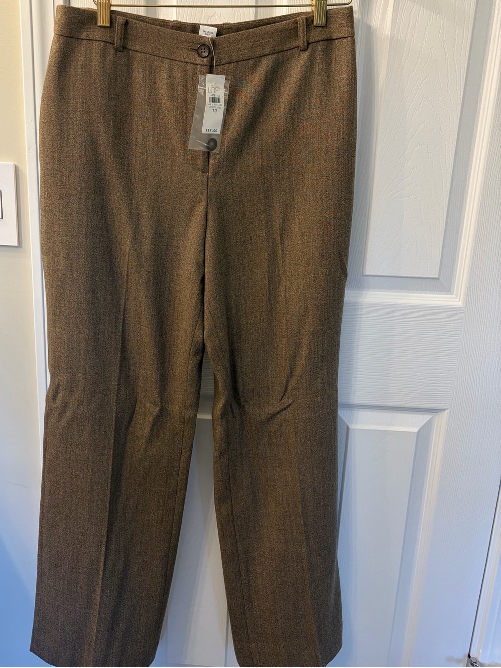 LOFT Women’s Brown Dress Pants — Subtle Herringbone, lined NWT.